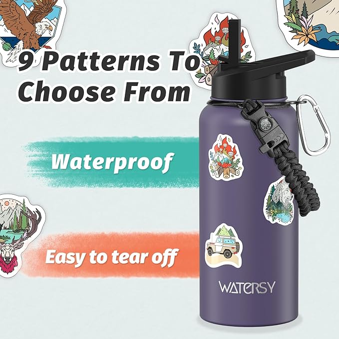32oz Insulated Water Bottle (Cold for 48 Hrs),BPA Free&Leak Proof,Stainless Steel Water Flask,Water Jug with Straw Spout Lids for Gym,Hiking,Purple