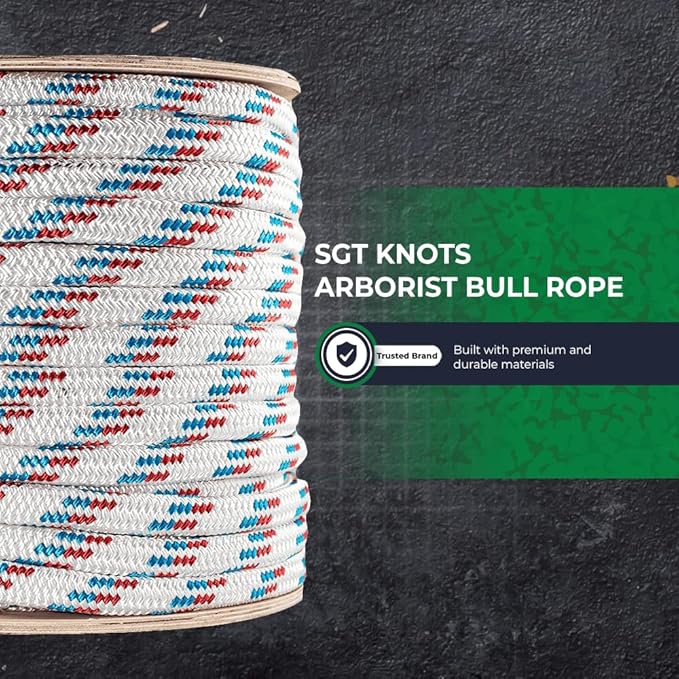SGT KNOTS Arborist Double Braided Polyester Rope - Heavy Duty Tree Pulling Rope, Rigging, Tree Ropes, Arborist Pulling, Felling, Sailing, Industrial Rigging (7/8 in. x 600 ft) White