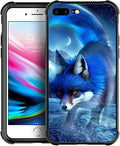 for iPhone 7 Plus/8 Plus Case, Snowy Mountain Fox Lake Pattern Graphic Design for Girl Boy, Soft Silicone Hard Acrylic Shock Protection
