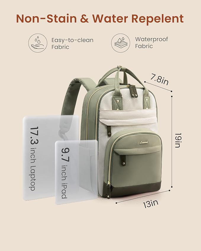 LOVEVOOK Laptop Backpack for Women with Giant Tumbler Holder Pocket,17 inch School College Book Bag Nurse Teacher Backpack,Work Travel Backpack Purse Laptop Computer Bag, Dark purple-Purple-Rust red