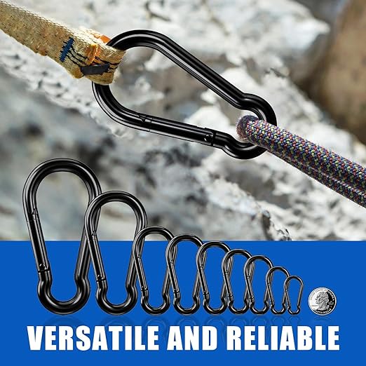 Small Carabiner Clip Hook, 1.97 inch 50 pcs Black Heavy Duty Spring Snap Hook Key Chain, Carabiners Clips for Outdoor Camping, Swing Set, Hammock, Hiking Travel, Fishing, Quick Link Keychain