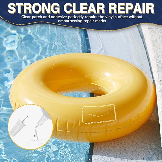 Tiepetly Vinyl Repair Kit Transparent, Air Mattress Patch Kit Heavy Duty, Pool Liner Patch Waterproof, for TPU, EVA, ABS, PVC, Inflatables, Swimming Pool, etc (60ml)