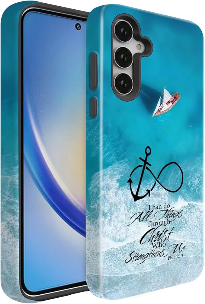 Compatible for Samsung Galaxy A57 5G Case, Dual Layer Heavy Duty 2 in 1 Shockproof Protective Phone Case,Anchor Christian