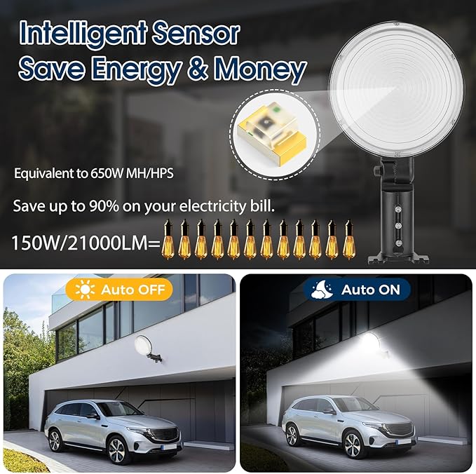 2 Pack LED Barn Light, 150W 21000LM Dusk to Dawn Outdoor Lighting, Yard Lights, 6500K Daylight, Outdoor Security Lighting, IP66 Waterproof Street Lights for Farmhouse, Garage, Warehouse