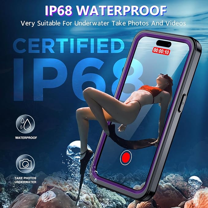 Red2Fire 2025 New for iPhone 14 Pro Max Case Waterproof, [Full Body Shockproof] [IP68 Underwater][Dustproof][Dropproof] Phone Case for iPhone 14 Pro Max 6.7"