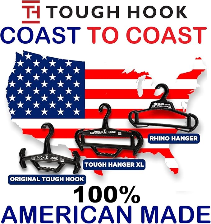 Tough Hook Original Heavy Duty Hangers – The Superhero of Hangers USA-Made, Anti-Slip ABS Resin Tactical Hanger for Police Gear, Scuba Gear & Dive BCD – DuraResin 200-lb Cap Wetsuit Hanger, 1 Red