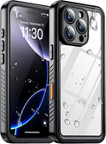 Temdan Waterproof Compatible with Phone Pro Case 6.3 inch 2024-Black/Clear