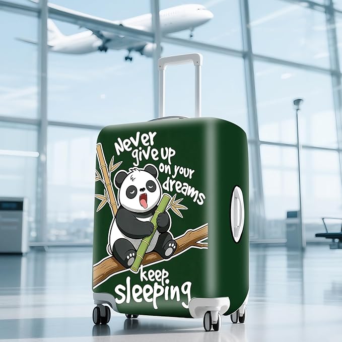 ANNA QUEEN Cute Sleeping Panda Luggage Cover-Stretchable, Water Resistant & Durable Suitcase Protector,Universal Washable Fit for 32-34 Inch Checked Baggage
