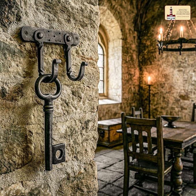 Mystic Colonial Hand-Forged Iron Double Wall Hook – 1 Pc (6×4 in)