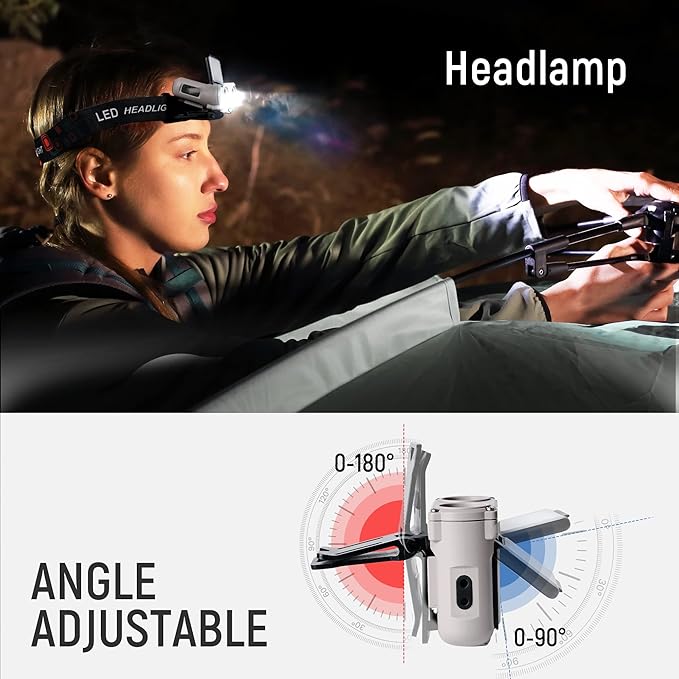Hopedone LED Hard Hat Light, 800Lumens Rechargeable Dimmable Clip on Cap Lights, 180°Adjustable Hat Flashlight Headlamp Waterproof for Running, Camping, Hunting, Cycling (Olive Green)