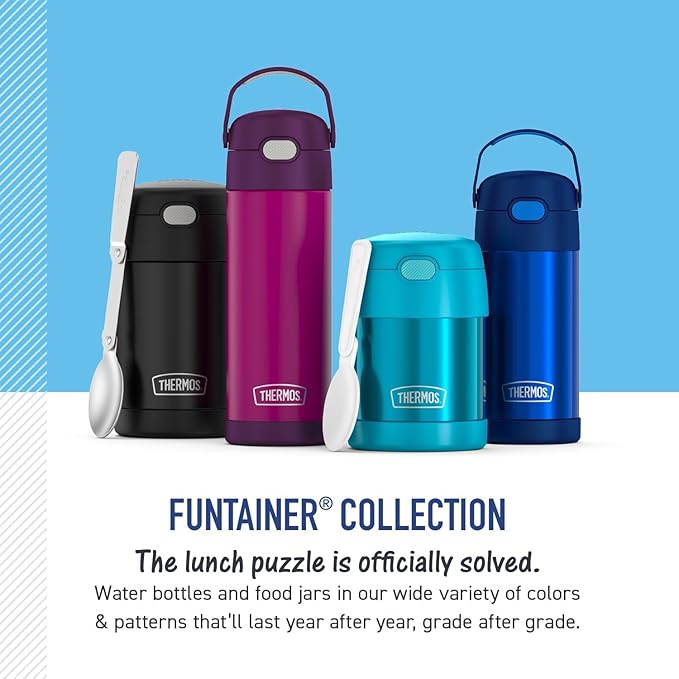 THERMOS FUNTAINER 16 Ounce Stainless Steel Vacuum Insulated Bottle with Wide Spout Lid, Tropical Foliage