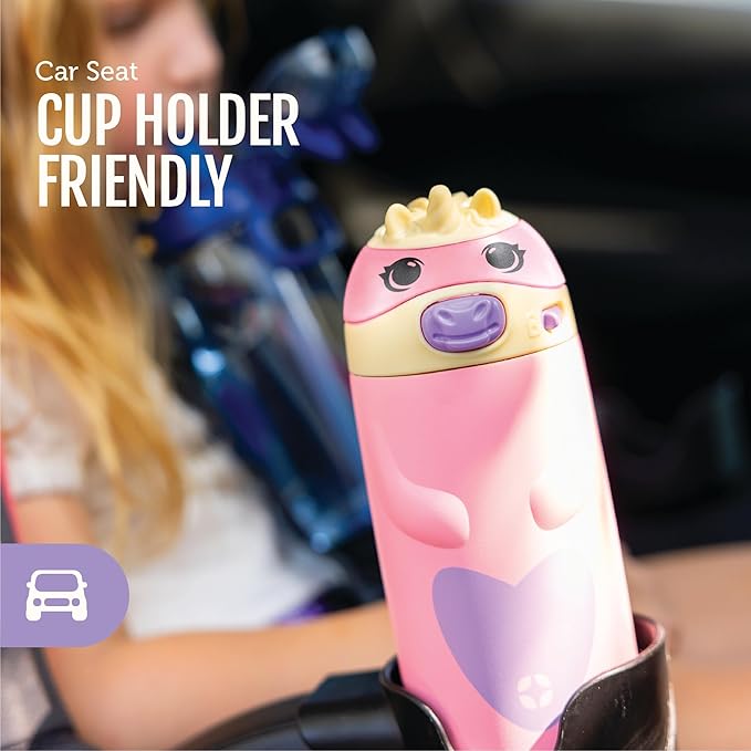Ello Ellies 12oz Vacuum Insulated Stainless Steel Kids Water Bottle with Straw and Built-in Carrying Handle and Leak-Proof Locking Lid for School Backpack, Lunchbox and Outdoor Sports, Lamb Princess