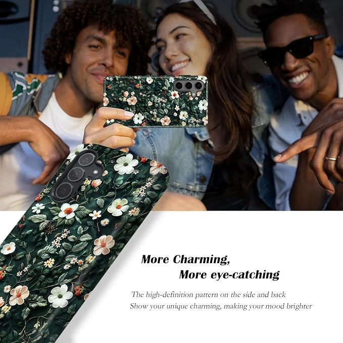 Compatible for Samsung Galaxy S26 Plus 5G Case, Dual Layer Heavy Duty 2 in 1 Shockproof Protective Phone Case,Floral Elegance