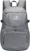 WATERFLY Hiking Packable Daypack Backpack: 35L Ultra Lightweight Day Pack for Woman Man - Large Compact Folding Back Pack for Outdoor Sport Cycling Camping Travel Trip - Gray