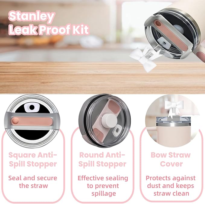 6PCS White Stanley Cup Accessories Set Fit for Stanley Cup 30oz 40oz. Including Handle Charm, Personalized Initial Sticker, Straw Topper, Sparkly Silicone Boot, Spill Proof Stopper (Letter-V)