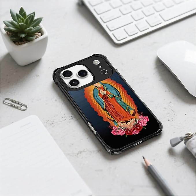 for iPhone 17 Pro Case,for MagSafe Graphic Design for Girl Boy Soft Silicone Hard Acrylic Shock Protection Designed for iPhone 17 Pro Red Virgen Guadalupe Pattern