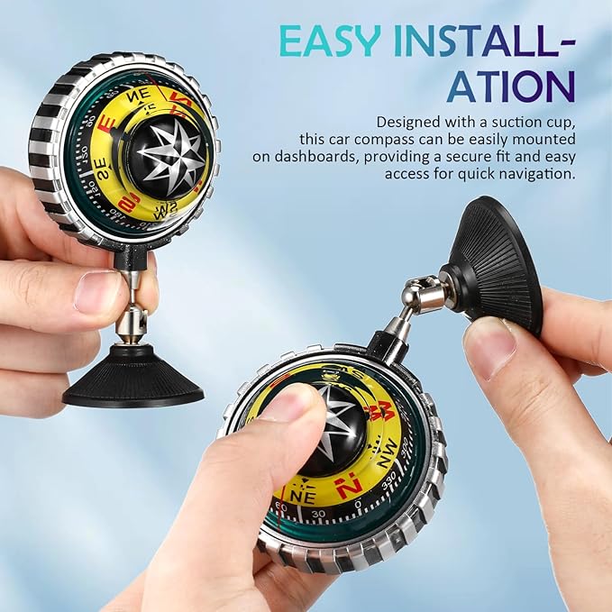 Milisten Dashboard Compass Ball with Suction Cup for Car and Boat Navigation Compact Automotive and Marine Directional Accessory