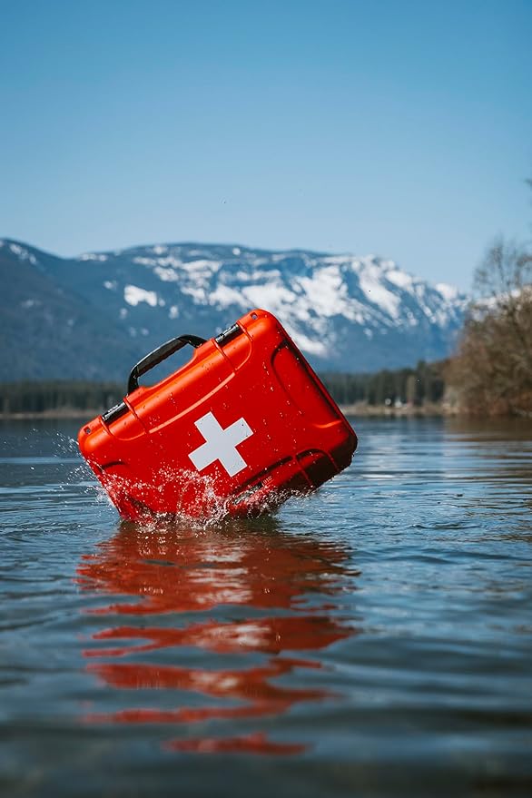 NANUK 915 Waterproof First Aid Box Empty – Durable, Medical First Aid Organizer Case, IP67-Rated, Dustproof, Impact-Resistant, and Floats (13.8" x 9.3" x 6.2") – Red