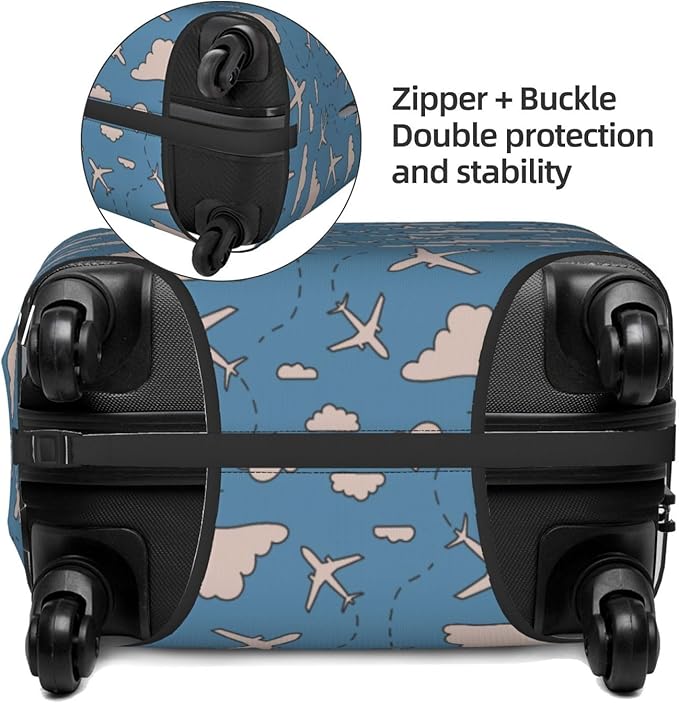 Airplane and Cloud Print Elastic Luggage Cover, Suitcase Protector For Travel (Fits 29-32 Inch Luggage)