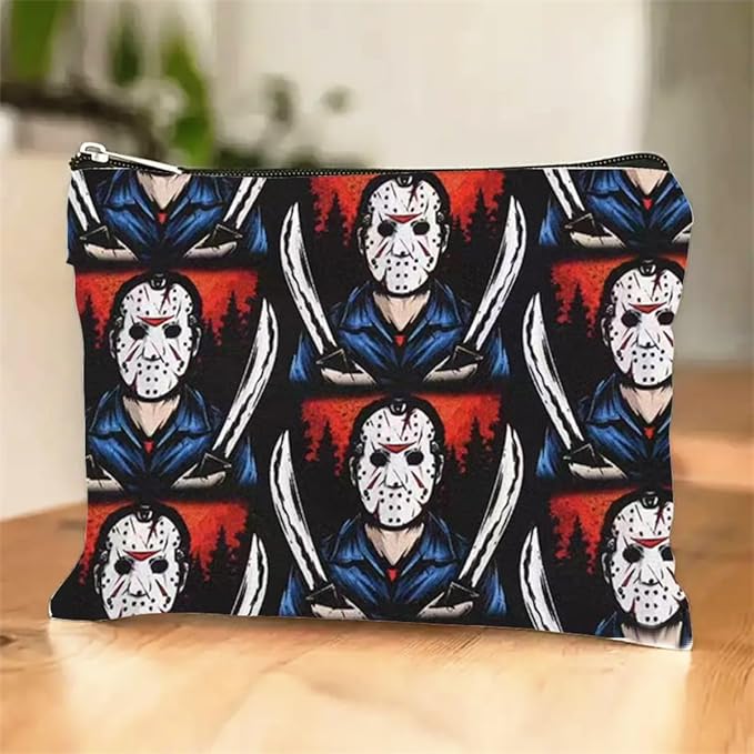 Horror Themed Makeup Bag with Zipper, Multi-Functional Portable Toiletry Bag for Travel, Vacation, Business, Fitness, Camping & Outdoor Use, Unisex Adult Gift, Playful Accessory (F0170)