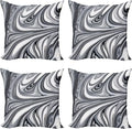 Ambesonne Abstract Throw Pillow Cushion Case Pack of 4, Mix of White and Black Hallucinatory and Surreal Liquid Marble Graphic Artwork, Modern Accent Double-Sided Digital Printing, 24", Grey