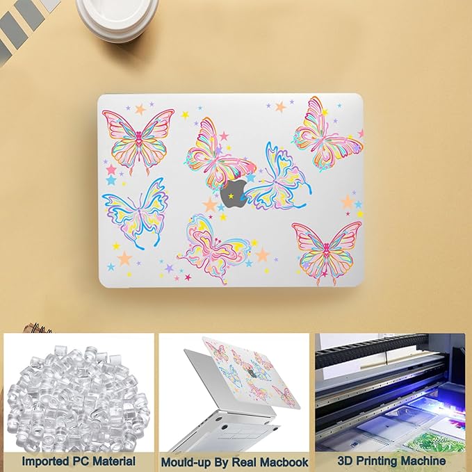 Laptop Cover for MacBook Air 11 inch Case 2015-2010 Release (Model A1465 A1370),Anti-Cracking Plastic Hard Shell Case & Keyboard Cover for Apple Mac Air 11.6",Colorful Butterfly