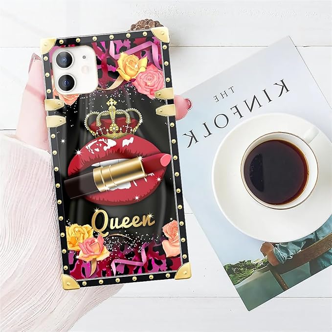 Compatible with iPhone 11 Case, Queen Lip Crown Leopard Print Luxury Golden Decoration for Girl Women Soft TPU Shockproof Protective Hard PC Back for iPhone 11