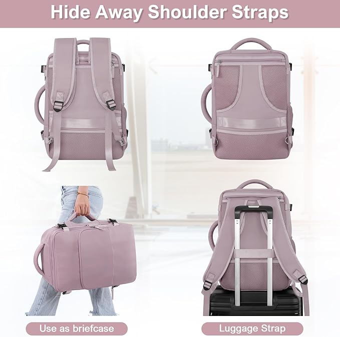 Sinaliy Travel laptop Backpack for Women, Personal Item Size Flight Approved, 16 Inch Laptop Bag with Multi-Pockets, College Computer Bag, Waterproof Carry On Backpack Casual Daypack Backpack