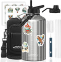 87oz Insulated Water Bottle (Cold for 48 Hrs),BPA Free&Leak Proof,1.5 Gallon Stainless Steel Water Flask,Water Jug with Straw Spout Lids for Gym,Hiking,Camping,Stainless