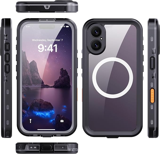 Waterproof Case for iPhone 17 Pro – IP68 Submersible Shield with Built-in Screen Protector, Shockproof Military-Grade Armor, Full-Body Heavy-Duty Protection, (Black)
