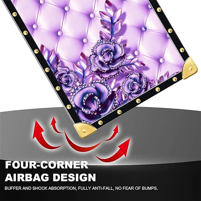 for iPhone 17 Case Luxury Golden Decoration for Girl Women Soft TPU Shockproof Protective Hard PC Back for iPhone 17 Crazy Pattern Purple Butterfly Flowers Leaf
