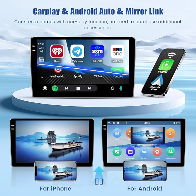 Inefala [4G+128G] Android 15 Car Radio for Jeep Compass Patriot 2010-2016 Car Stereo with Wireless Carplay/Android Auto, 10 Inch HD Touchscreen with GPS WiFi Bluetooth FM/RDS EQ SWC Backup Camera MIC