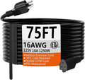 HUANCHAIN 75 FT 16 Gauge Black Indoor Outdoor Extension Cord Waterproof, Flexible Cold Weather 3 Prong Electric Cord Outside, 10A 1250W 125V 16AWG SJTW, ETL Listed