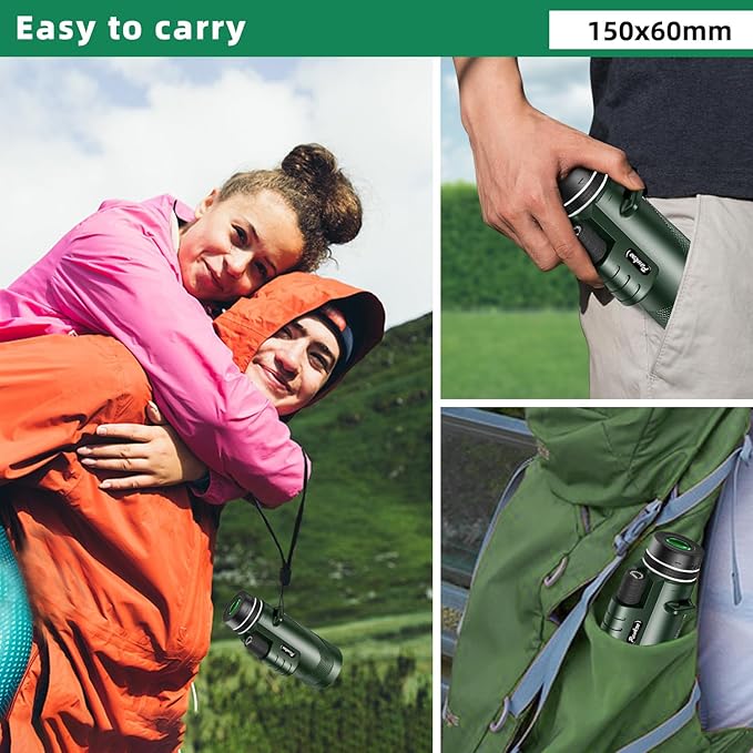 40X60 HD Monocular for Adults, Grade Compact Monocular Telescope with BAK-4 Prism & FMC Lens & Smartphone Holder & Tripod, Stargazing Hunting Bird Watching, Camping Hiking Travel Accessories