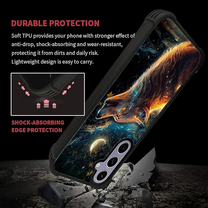 for Samsung Galaxy S24 S25 Case, Star Cave Hungry Wolf Pattern Graphic Design Girl Boy Soft Silicone Hard Acrylic Shock Protection for Samsung Galaxy S24 S25