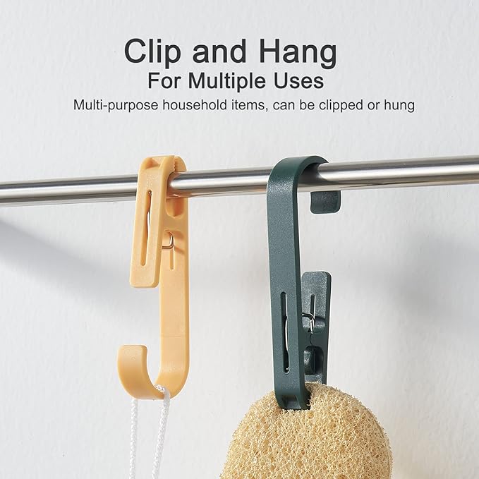 Multipurpose Hook Clips, 12Pcs Clothes Pins, Strong Large Plastic Clothes Clip Hanger, S Hooks for Shower Curtain