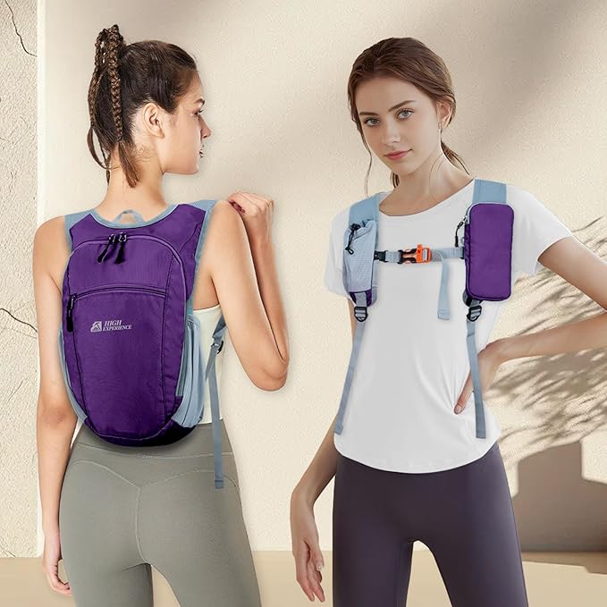 Hiking Backpack 10L/15L Small Daypack Lightweight Packable Travel Foldable Water Resistan for Women Men (Deep Purple, 10L)