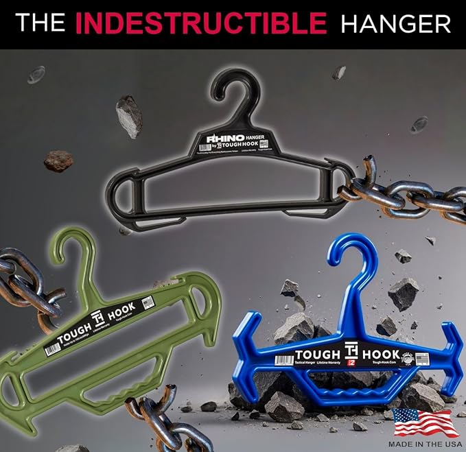 Tough Hook Original Heavy Duty Hangers – The Superhero of Hangers USA-Made, Anti-Slip ABS Resin Tactical Hanger for Police Gear, Scuba Gear & Dive BCD – DuraResin 200-lb Cap Wetsuit Hanger, 1 Red
