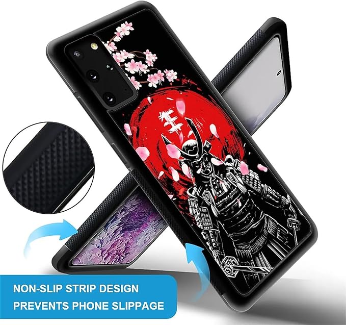 for Samsung Galaxy S20 Plus Case, Sakura Japanese Samurai Pattern Graphic Design Girl Boy Soft Silicone Hard Acrylic Shock Protection for Samsung Galaxy S20 Plus