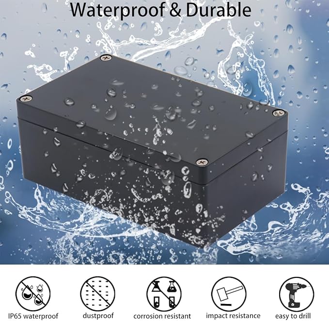 Project Box IP65 Waterproof Junction Box ABS Plastic Black Electrical Boxes DIY Electronic Project Case Power Enclosure 3.3 x 2.3 x1.3 Inch(83 x 58 x 33)