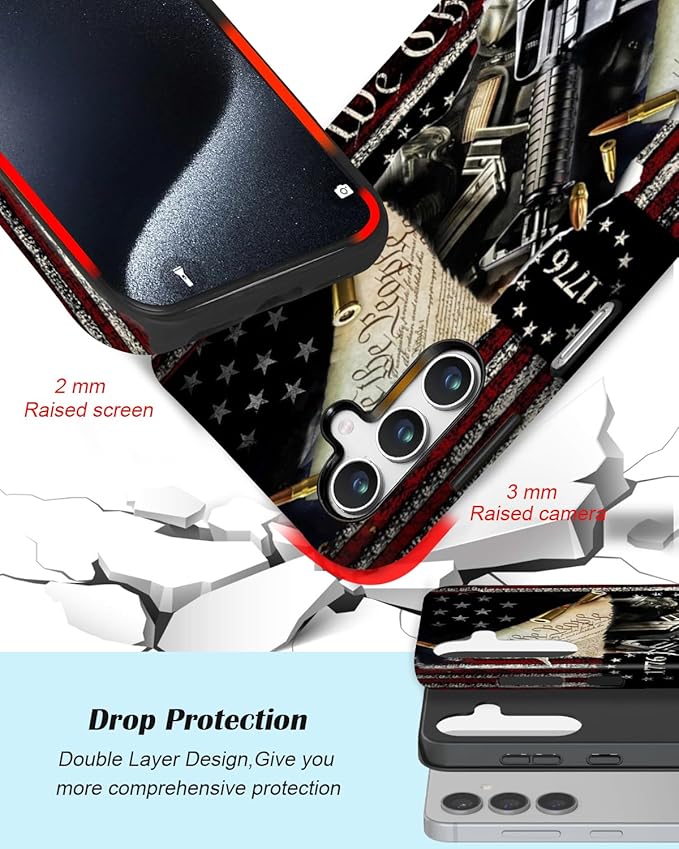 Compatible for Samsung Galaxy S26 Plus 5G Case, Dual Layer Heavy Duty 2 in 1 Shockproof Protective Phone Case,Classic American Flag 1776 We The People