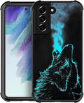 for Samsung Galaxy S21 Case, Blue Breathing Wolf Pattern Graphic Design Girl Boy Soft Silicone Hard Acrylic Shock Protection for Samsung Galaxy S21