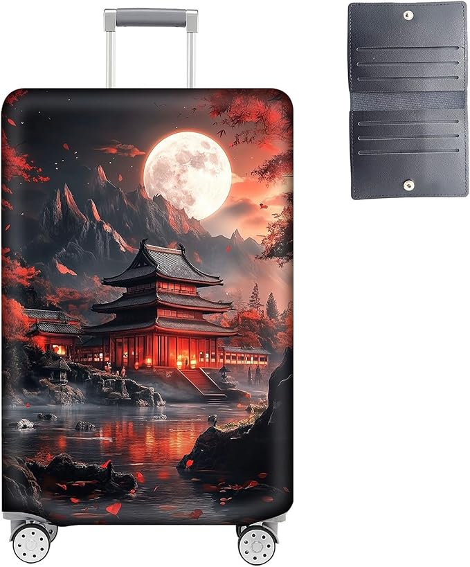 Luggage Cover Protector for 19-20 Inch Suitcases, TSA Approved Elastic Travel Suitcase Covers, Anti-Scratch Washable Luggage Sleeve for Carry On & Checked Bags, Ancient Buildings