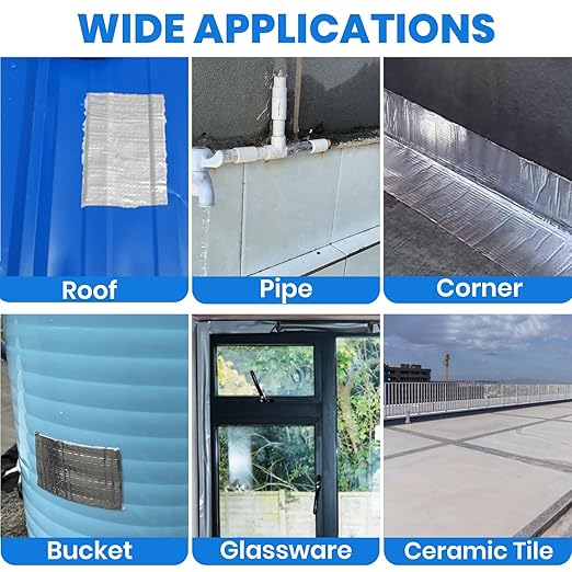 ADHES Butyl Tape Waterproof Tape, 2in x 16ft Aluminum Foil Tape Sealan Tape for RV Repair, Window, Boat and Pipe Sealing, Glass & EDPM Rubber Roof Patching, 40Rolls(Model:RA100-1,Glue Color:White)