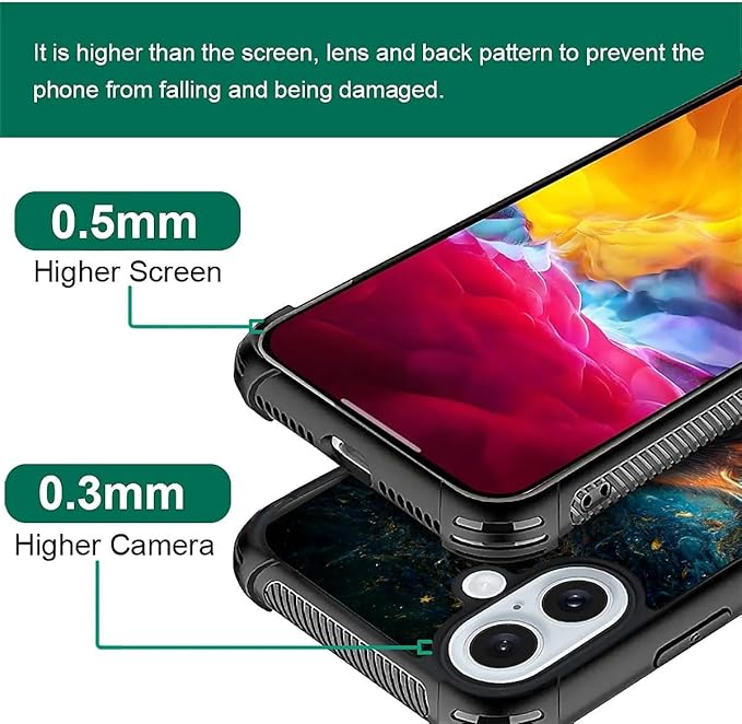 for iPhone 16 Case, Star Cave Hungry Wolf Pattern Graphic Design Girl Boy Soft Silicone Hard Acrylic Shock Protection for iPhone 16
