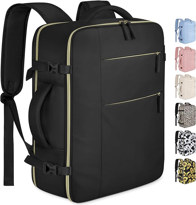 Capolo Travel Backpack for Women Men Waterproof Laptop Backpack Airlines Approved Personal Item Backpack Bag Computer Bookbag for Business, Work, Traveling Fits 15.6 Inch Laptop(Black)