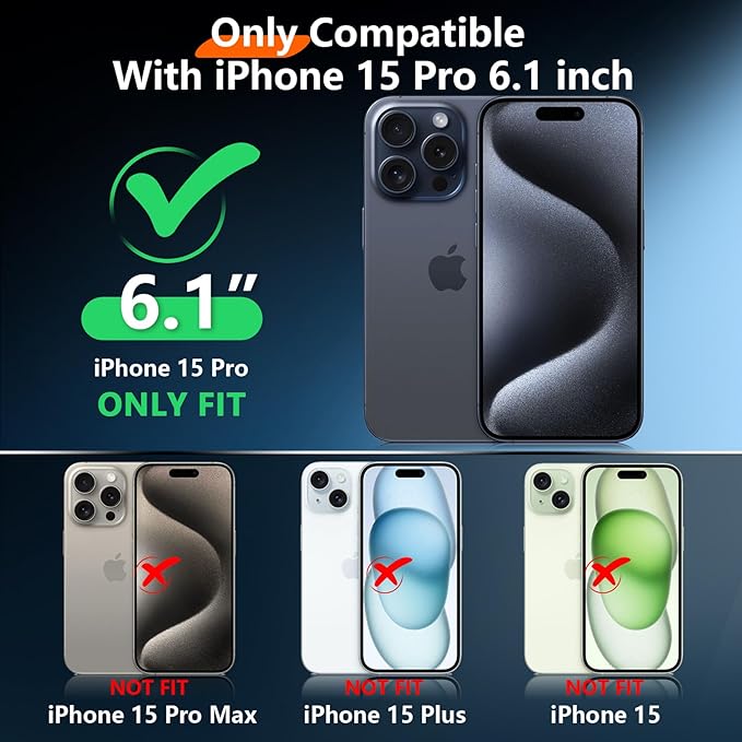 2025 New Designed for iPhone 15 Pro Case Waterproof, [Military Grade Shockproof][Glass Camera Protector & Built-in Screen Protector][IP68 Underwater][Dustproof][Dropproof] Full Phone Case 6.1"