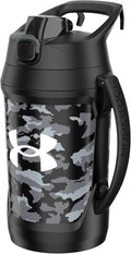 Under Armour Half Gallon Water Bottle Insulated, 64oz Insulated Water Bottle with Handle, Fence Hook, Leak Resistant, for Baseball, Football & More - Black Woodland