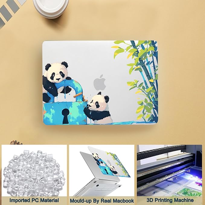 Case Cover for MacBook Pro 14 inch 2025-2021 Release M4 M3 M2 M1 Pro/Max (Model A2442 A2779 A2918 A2992 A3112 A3185 A3401),14.2" Hard Case & Soft Keyboard Cover,Cute Panda