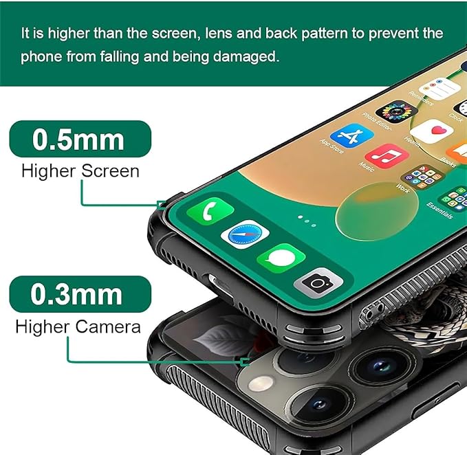 for iPhone 14 Pro Max Case, Entwined Rose Snake Pattern Graphic Design Girl Boy Soft Silicone Hard Acrylic Shock Protection for iPhone 14 Pro Max